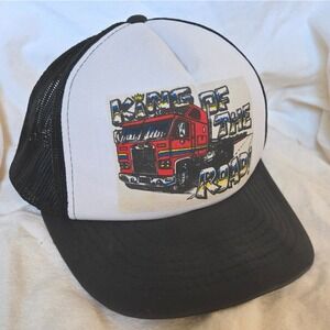 VTG King Of The Road Trucker Hat  Semi Snapback 1980s Yupoong OSFA Black White